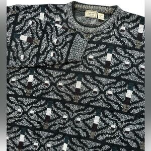 Vintage Bugle Boy Men’s Sweater Size XL Coogi‎ Style/Bill Cosby Retro Black/Gray